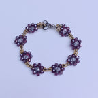 Handmade Purple Flower Beaded Bracelet – Elegant Glass Bead Jewelry