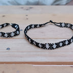 Handmade Black & White Beaded Necklace and Bracelet Set – Moroccan Jewelry