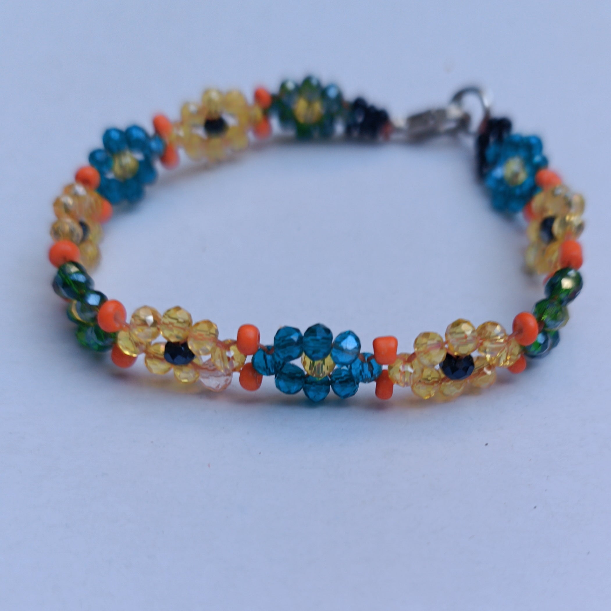 Handmade Colorful Flower Beaded Bracelet – Glass Seed Beads Jewelry
